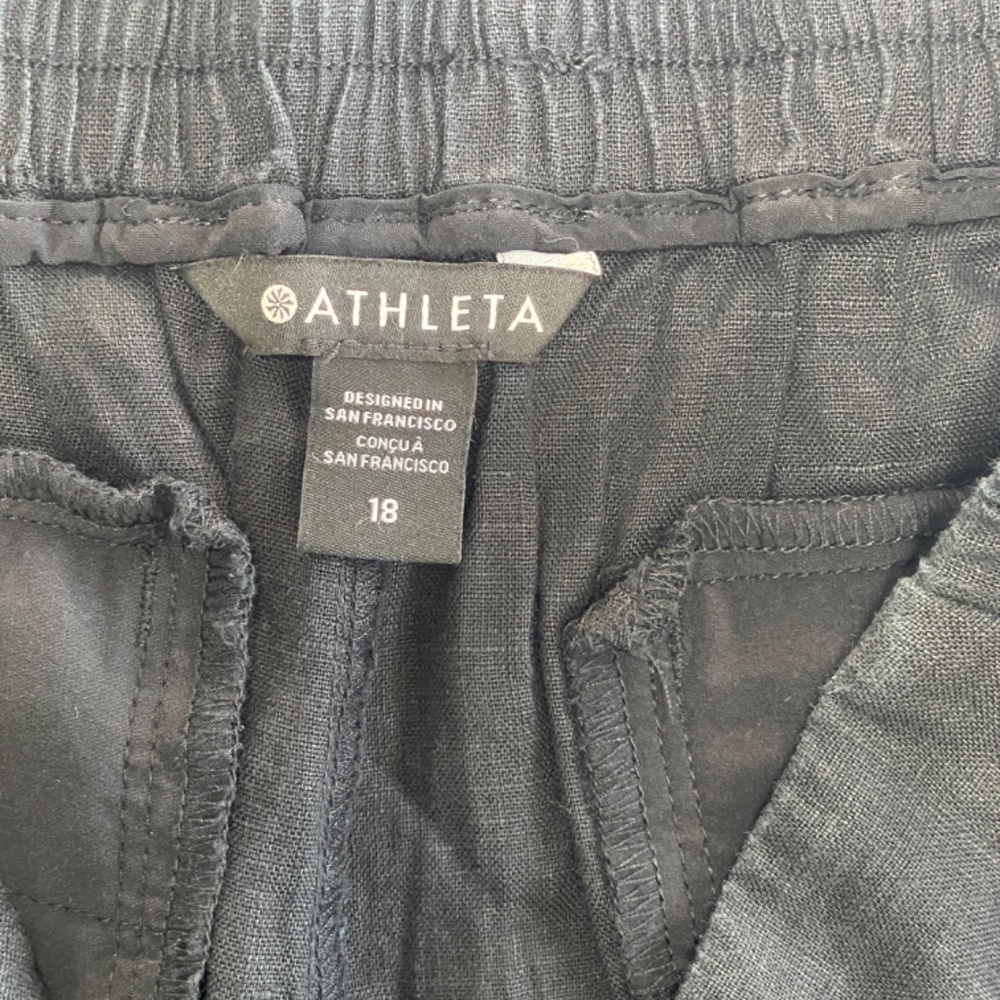 Athleta Plus‑Size Dark Charcoal Linen Pull‑On Wide‑Leg Pants - Size 18 - Picture 4 of 5
